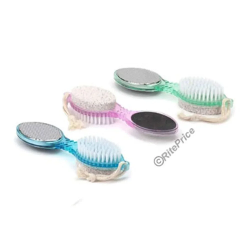 4 In 1 Foot Care Stone Callus Brush Pumice Scrubber Pedicure Exfoliate (2 Pack)